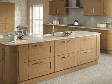 Fitted kitchen shown in Malham Oak