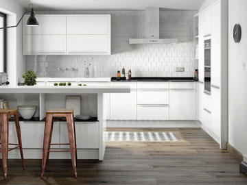 Fitted kitchen shown in Porter White Gloss